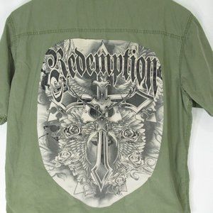 Custom Eddie Bauer Shirt  XXL Redemption Cross Short Sleeve Button Front Pockets